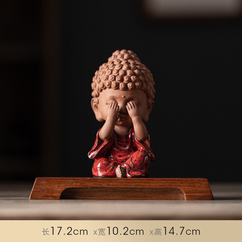 三不宝宝佛（红色 不看）+18cm重竹底座