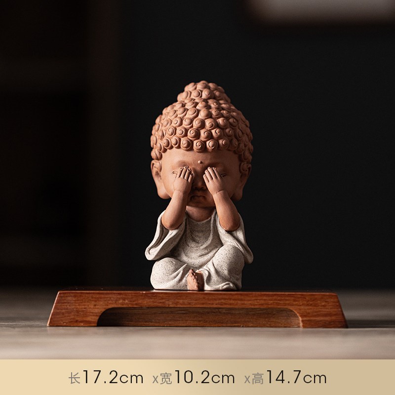 三不宝宝佛（灰白色 不看）+18cm重竹底座