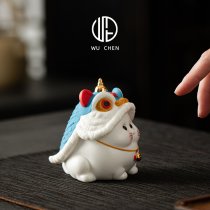 陶瓷招财猫家居小摆件办公室客厅桌面国潮醒狮舞狮