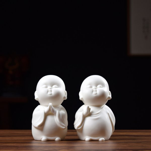 陶瓷可爱和尚家居玄关客厅摆件禅意沙弥小僧