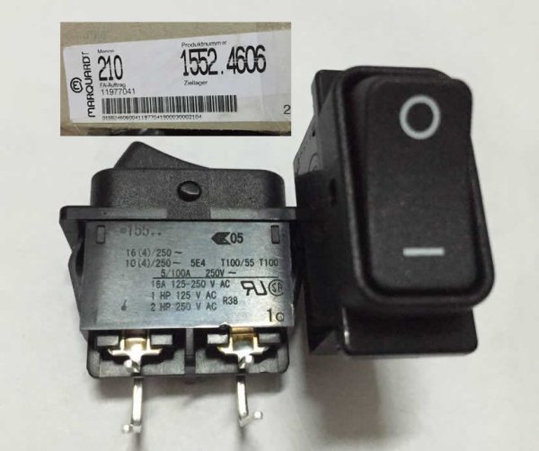 MARQUARDT 155 1552.4606 4-Pin 2-Position Angled Pin Rocker Switch 16A 250VAC DPST On-Off Brand New