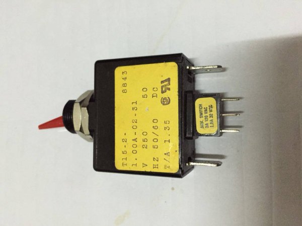 AIRPAX T15-2-1.00A-02-31V 2-Pole 1A 250VAC Toggle Circuit Breaker
