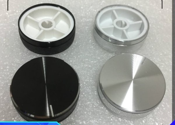 30MMX10MM Half shaft Silver Black Aluminum Alloy Knob Bright Edge Tangent Potentiometer Encoding Knob Power Amplifier