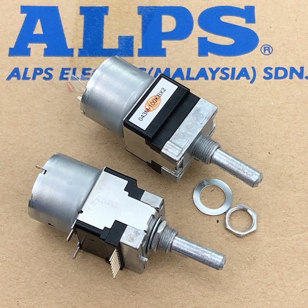 ALPS Yamaha amplifier main volume motor potentiometer RK16812MG098 with tap B100K single row 8-pin