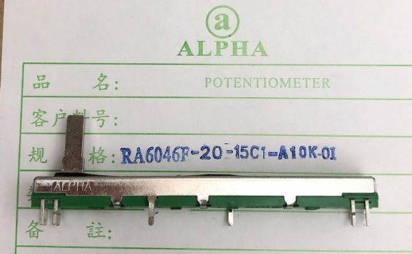 TAIWAN ALPHA 75MM STRAIGHT SLIDE POTENTIOMETER 10PIN A10K EPM SOUND MIXER DUPLEX FADER