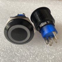 Dailywell MPB22 black metal strip 12V white circular light self-locking power switch 5-pin 3A250