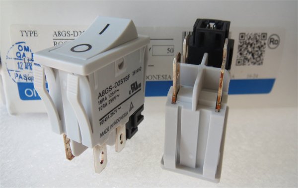 A8GS-D2515F Omron 4/6-Pin 2-Position Power Rocker Switch with Coil Remote Disconnect 10A 250V