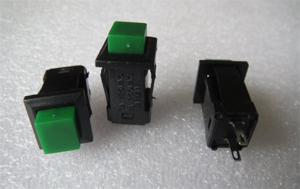 DS429 square self-locking switch 2-pin green button with lock power switch 3A125V
