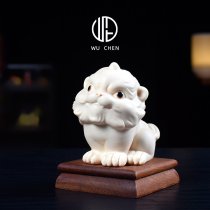 陶瓷小狮子吉祥物客厅家居茶室桌面摆件可爱醒狮店铺公司装饰礼品