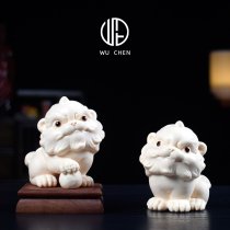 陶瓷小狮子吉祥物客厅家居茶室桌面摆件可爱醒狮店铺公司装饰礼品