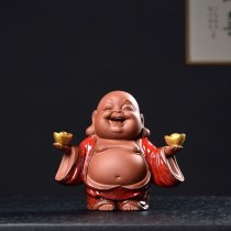 陶瓷招财欢喜弥勒笑佛小家居玄关摆件办公室桌面茶室店铺装饰摆设