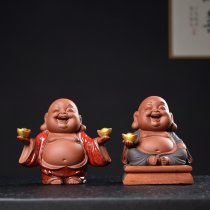 陶瓷招财欢喜弥勒笑佛小家居玄关摆件办公室桌面茶室店铺装饰摆设