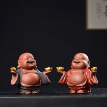 陶瓷招财欢喜弥勒笑佛小家居玄关摆件办公室桌面茶室店铺装饰摆设