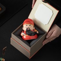 陶瓷关公二爷家居玄关摆件Q版武财神办公室店铺装茶桌饰礼品