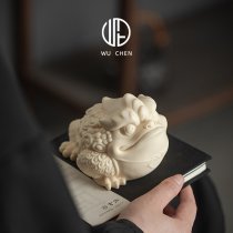 陶瓷三足金蟾吞金兽客厅办公室桌面摆件招财蟾蜍店铺茶桌新年礼品