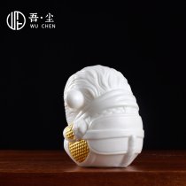 灵猴德化白瓷猴子悟空线香插家居玄关茶桌摆件可爱生肖动物办公装饰品