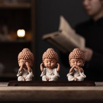 复古禅意可爱宝宝小如来佛像紫砂陶瓷摆件创意家居茶桌可养装饰品