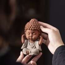 复古禅意可爱宝宝小如来佛像紫砂陶瓷摆件创意家居茶桌可养装饰品