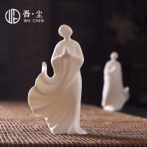德化白瓷无相佛家居桌面摆件陶瓷禅意人物玄关办公店铺茶桌装饰品