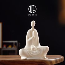 德化白瓷无相佛家居桌面摆件陶瓷禅意人物玄关办公店铺茶桌装饰品