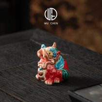 国潮陶瓷招财天禄貔貅公母客厅摆件交趾陶办公桌店铺开业装饰礼品