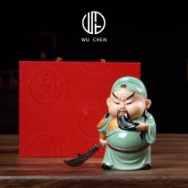 陶瓷关二爷客厅玄关家居桌面摆件招财关公武财神办公店铺开业礼品